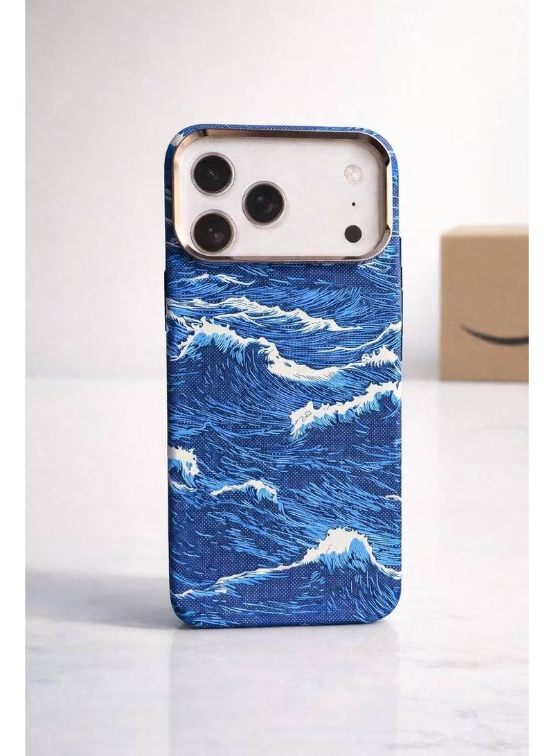 Ecosystem Case For iPhone 17 Pro Max, Aramid Fiber Woven Cover Compatible with Magnetic Wireless charger,1500D Fiber Textures, Slim Fit,Luminous effect, Exceptional Cover 17 Pro Max (Wave Blue) - Image 1